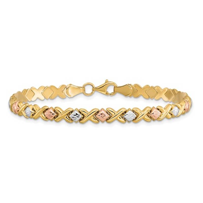 Leslie's 10k Tri-color Hugs and Kisses Bracelet