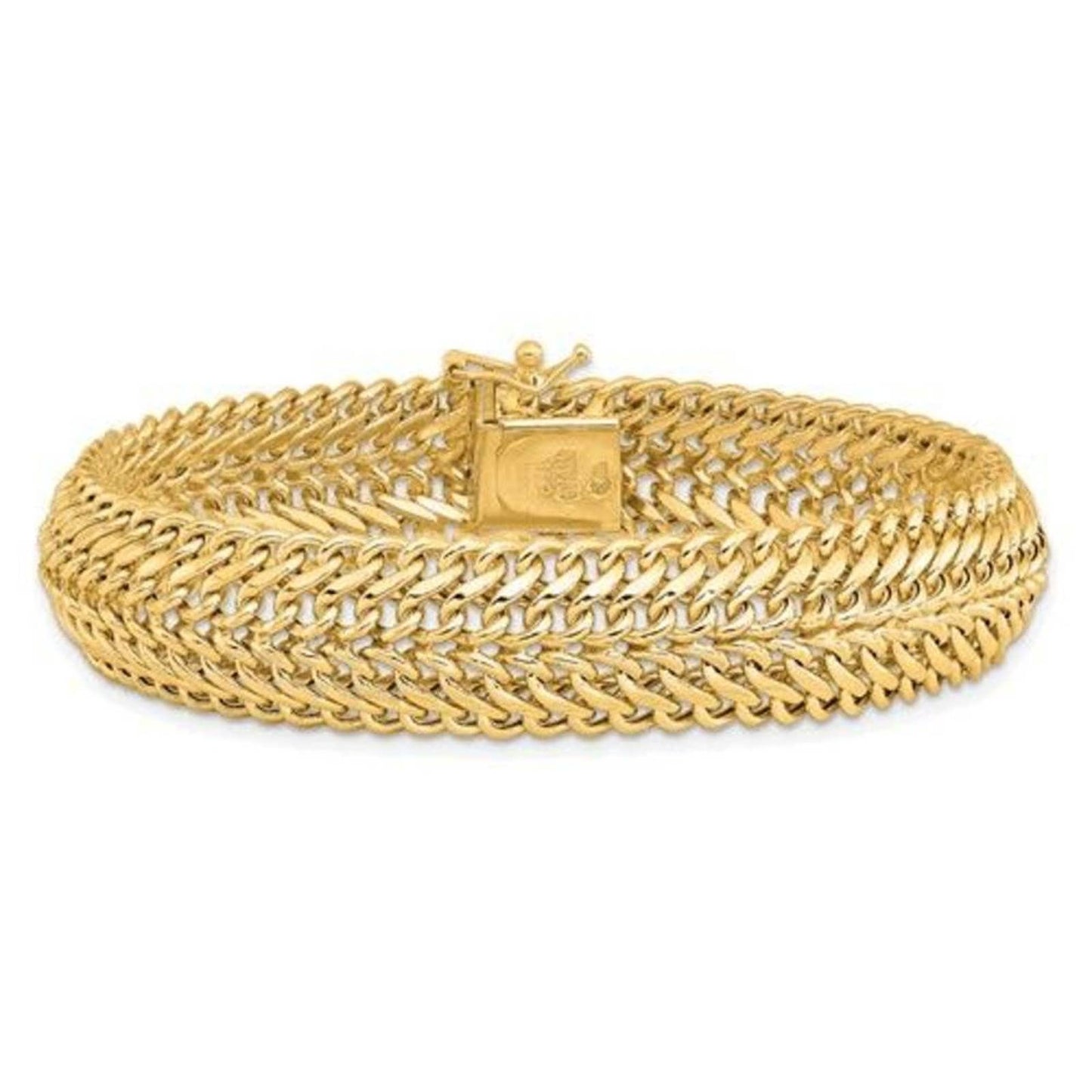 14k Gold Fancy Link Bracelet, 7.5 inches long, New