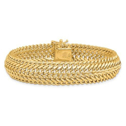 14k Gold Fancy Link Bracelet, 7.5 inches long, New