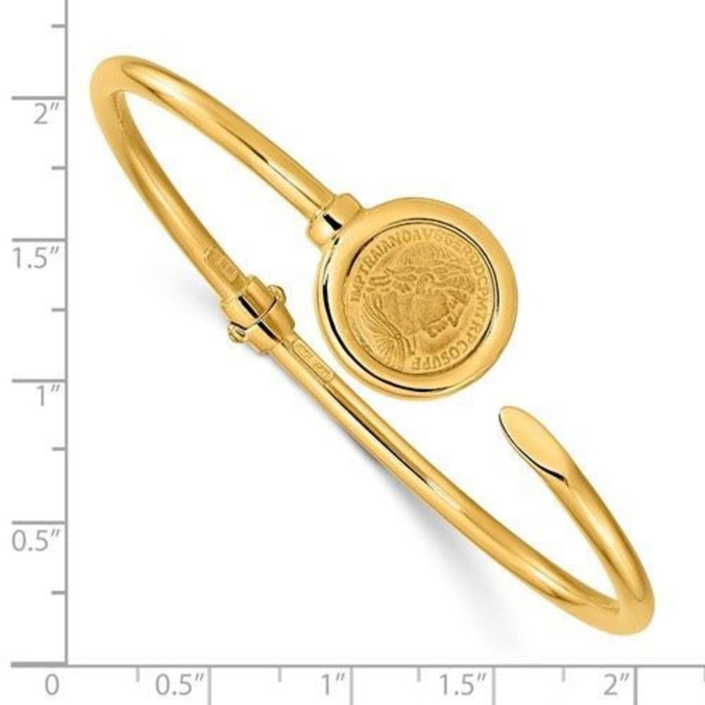 Leslie's 14k Polished and Matte Coin Hinged Bangle