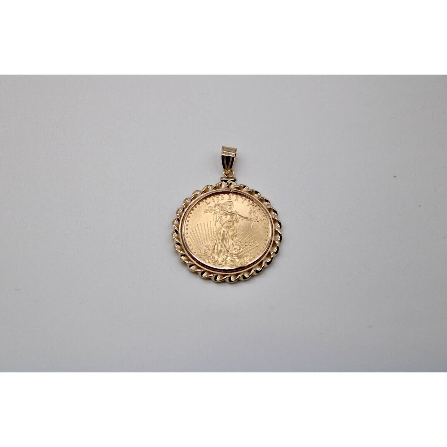 14k Twisted Wire Polished Screw Top Bezel With 1/2 ounce American Eagle Coin