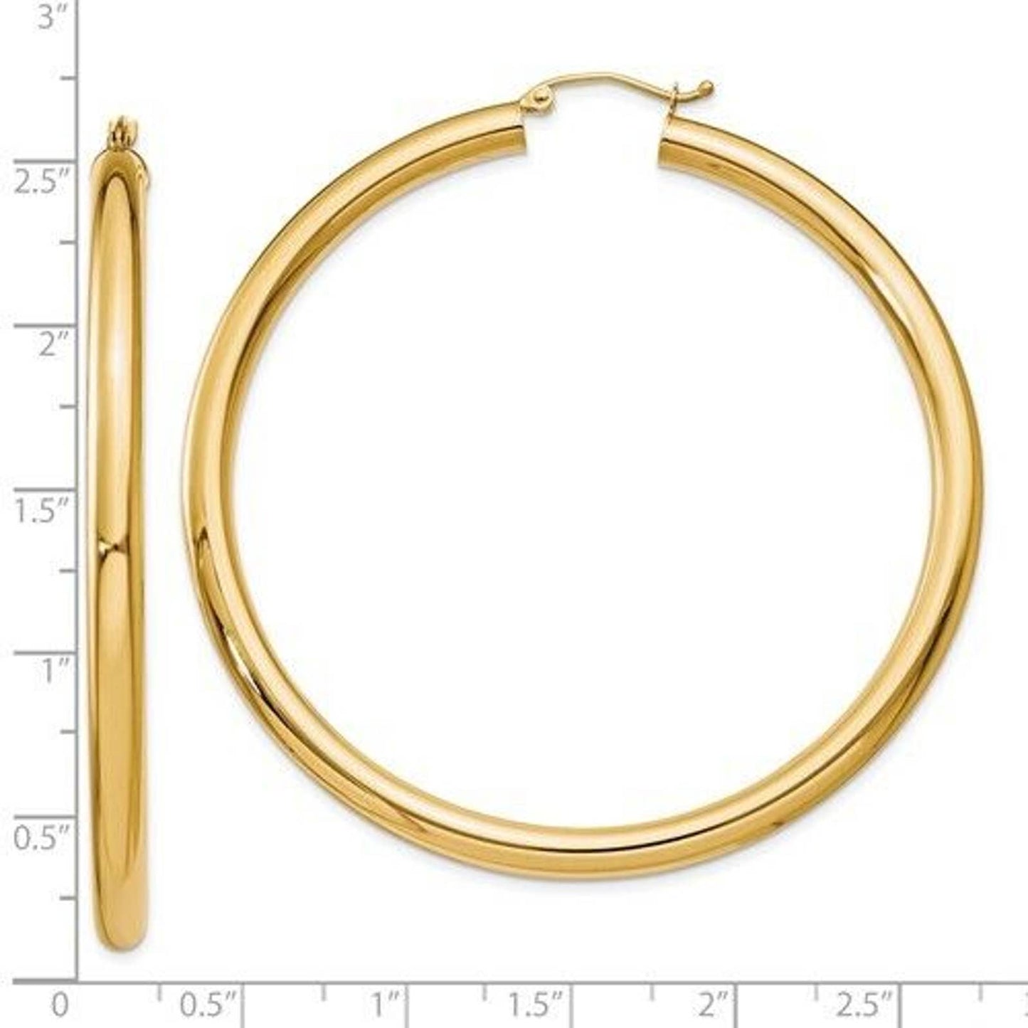 14k Italian Gold Large 60mm Hoop Earrings