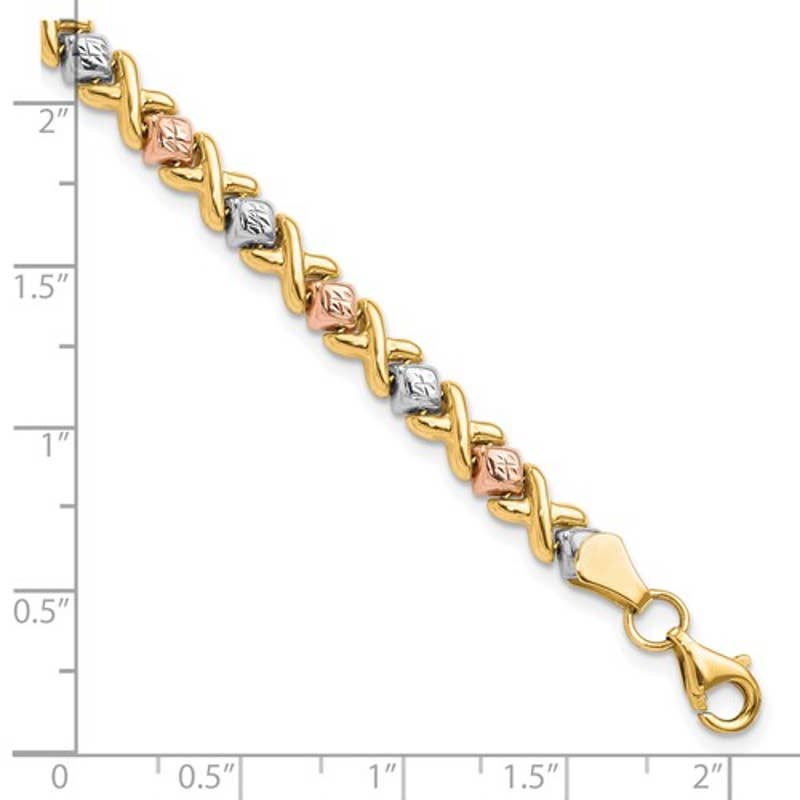 Leslie's 10k Tri-color Hugs and Kisses Bracelet