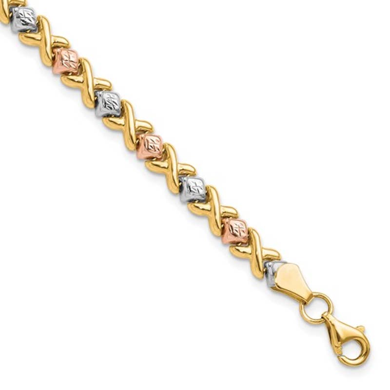 Leslie's 10k Tri-color Hugs and Kisses Bracelet