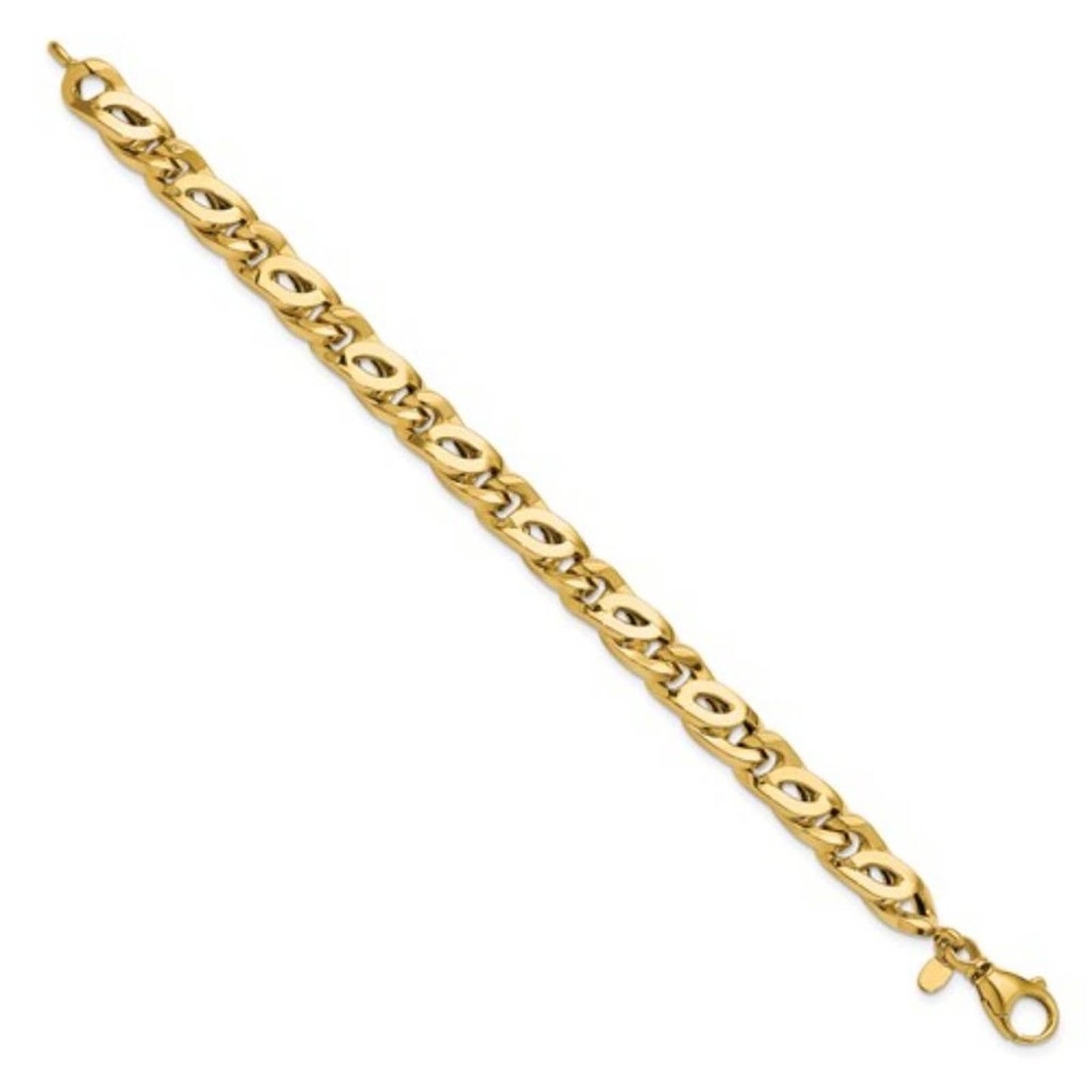 New, 14k Gold Men's Tiger's Eye Link Bracelet, 9 inches long