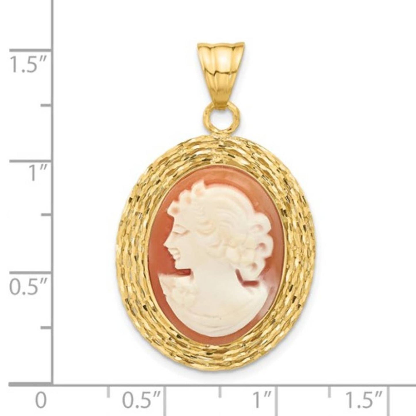 New, 14K Diamond-cut Natural Shell Portrait Cameo Pendant