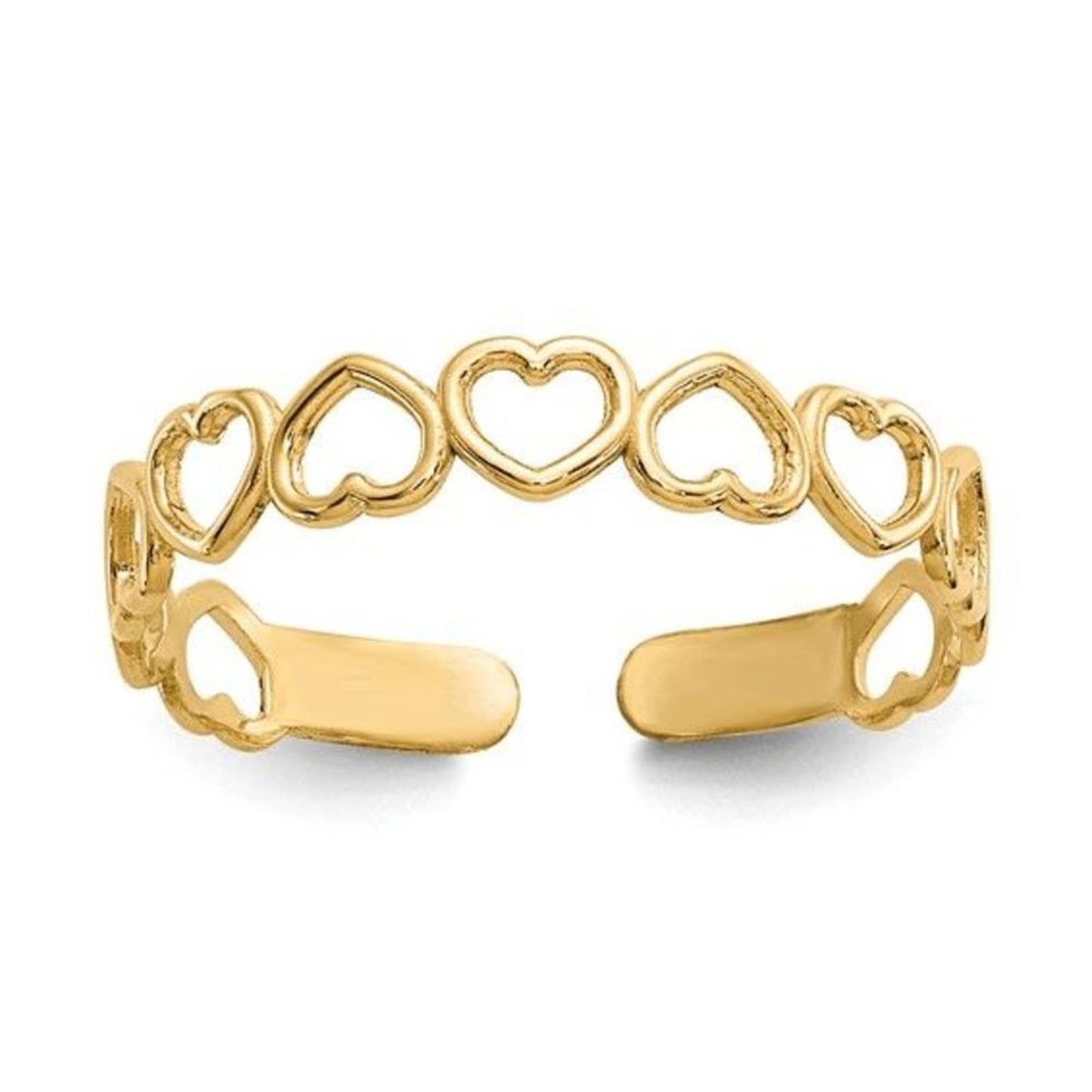14k Gold Open Hearts Toe Ring