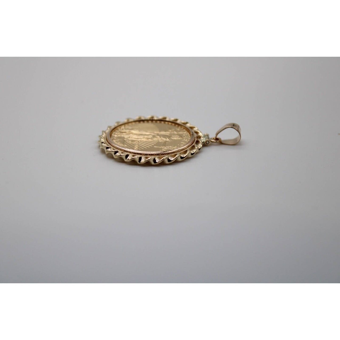 14k Twisted Wire Polished Screw Top Bezel With 1/2 ounce American Eagle Coin