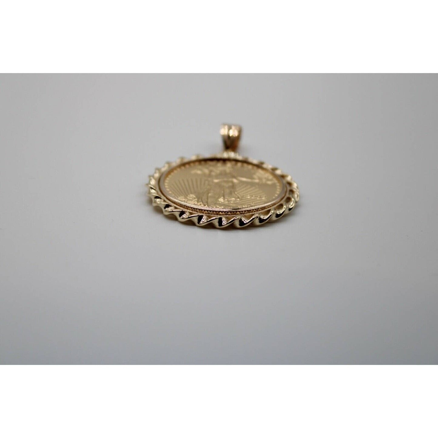 14k Twisted Wire Polished Screw Top Bezel With 1/2 ounce American Eagle Coin
