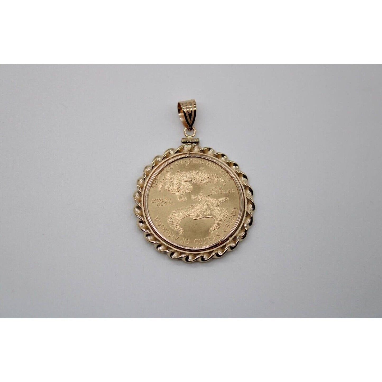 14k Twisted Wire Polished Screw Top Bezel With 1/2 ounce American Eagle Coin
