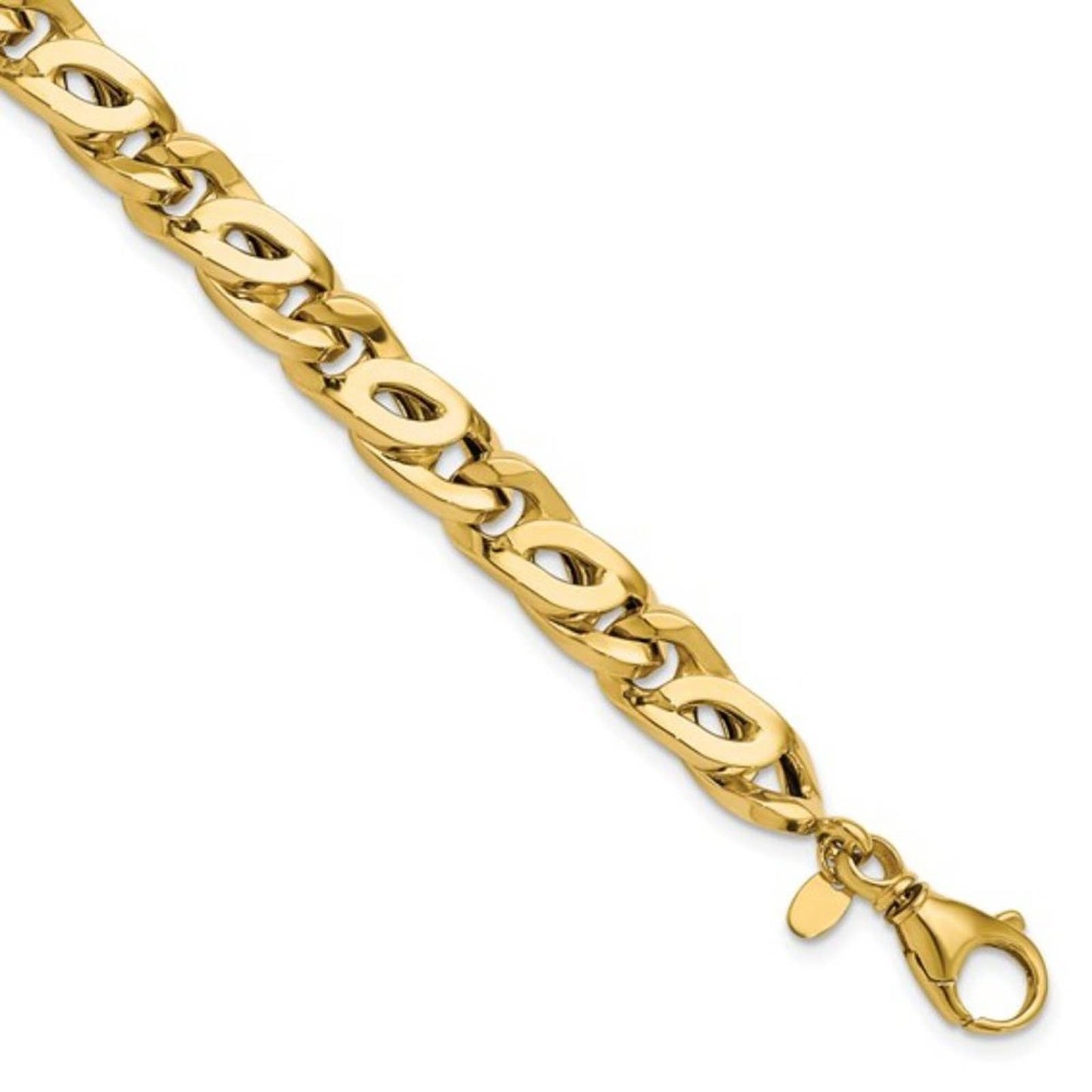 New, 14k Gold Men's Tiger's Eye Link Bracelet, 9 inches long