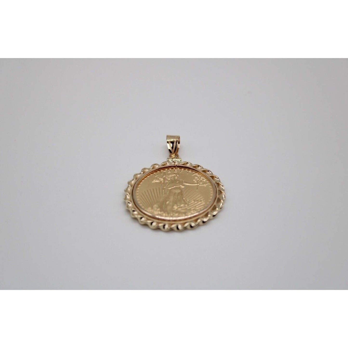 14k Twisted Wire Polished Screw Top Bezel With 1/2 ounce American Eagle Coin