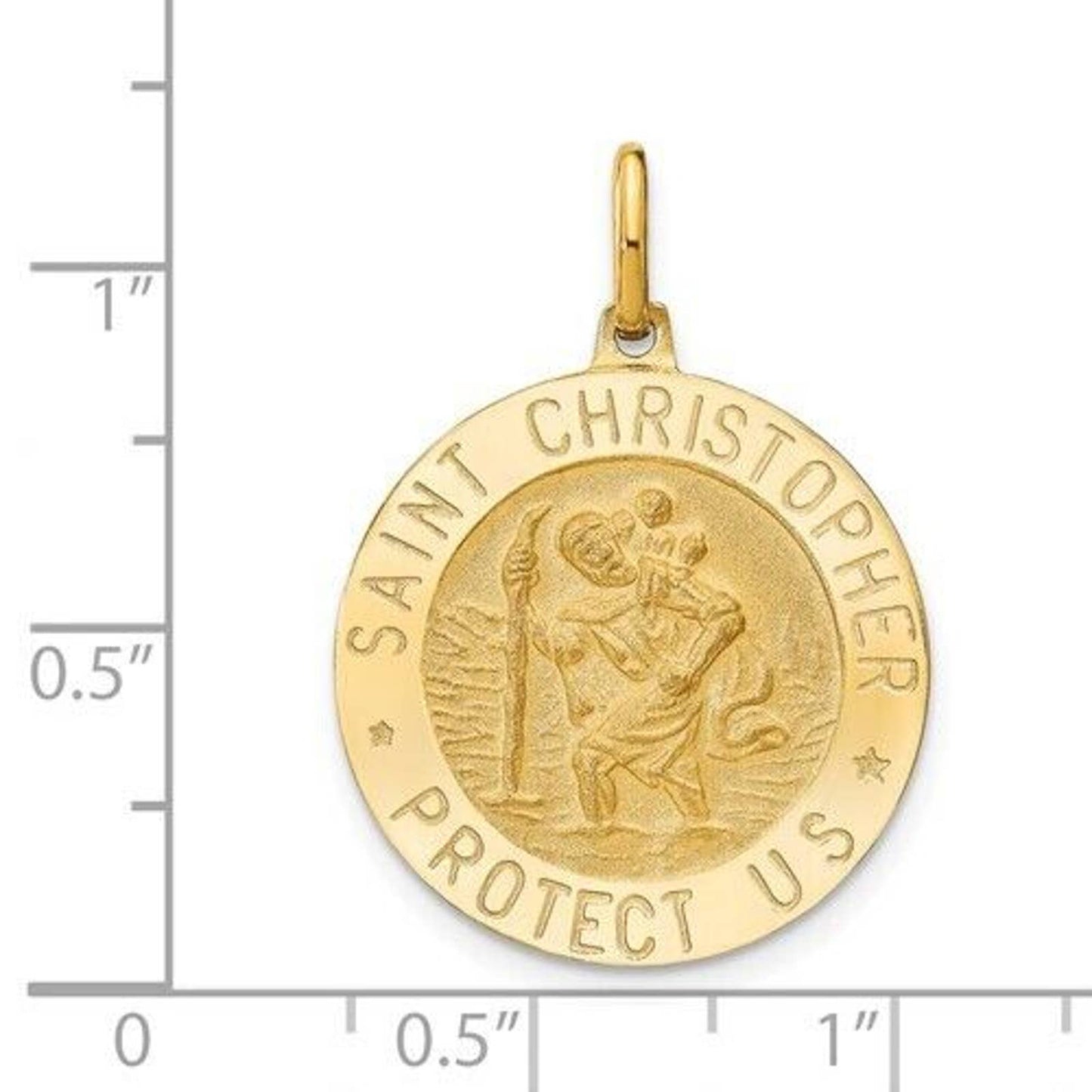 Leslie's 14k Polished and Satin Round St. Christopher Pendant