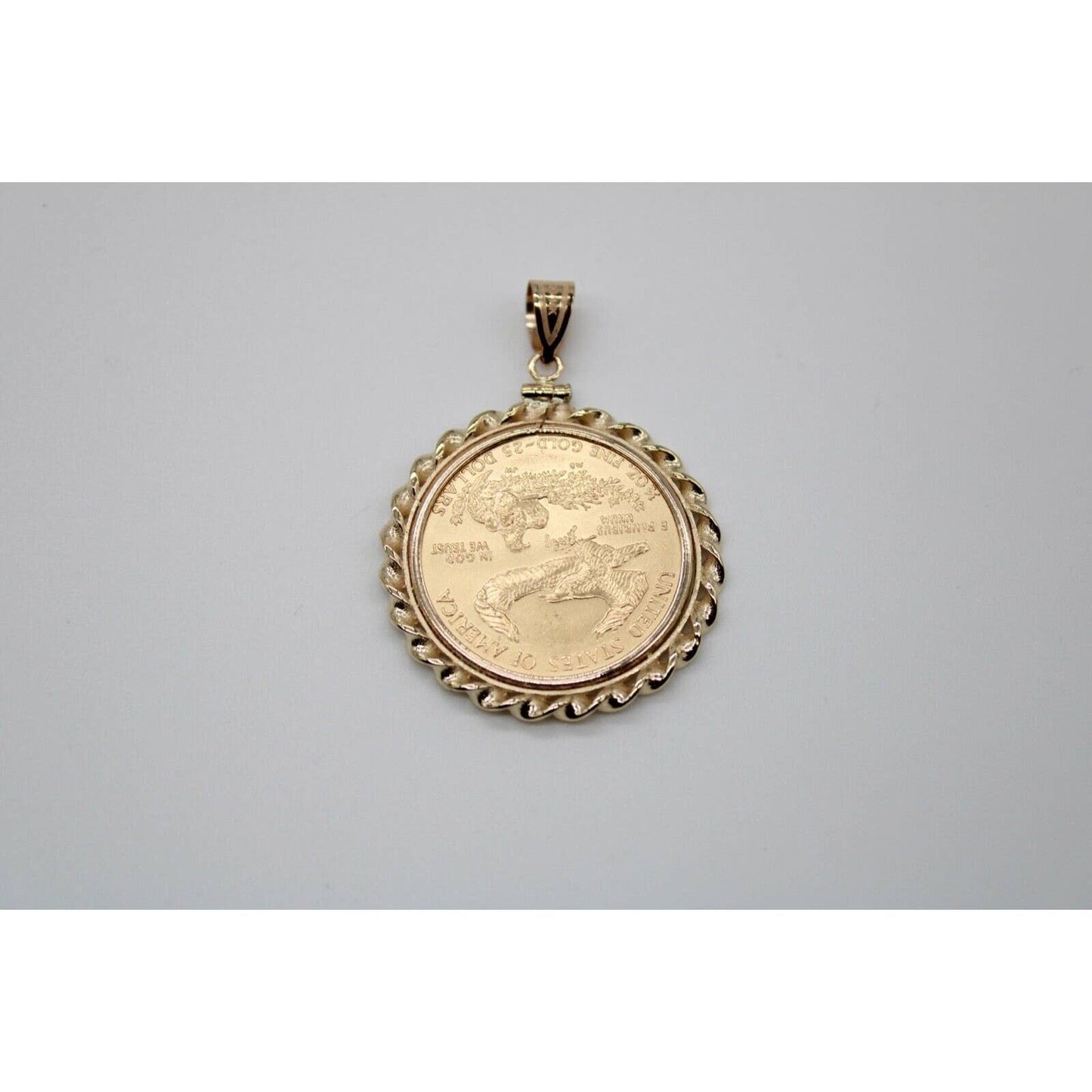 14k Twisted Wire Polished Screw Top Bezel With 1/2 ounce American Eagle Coin