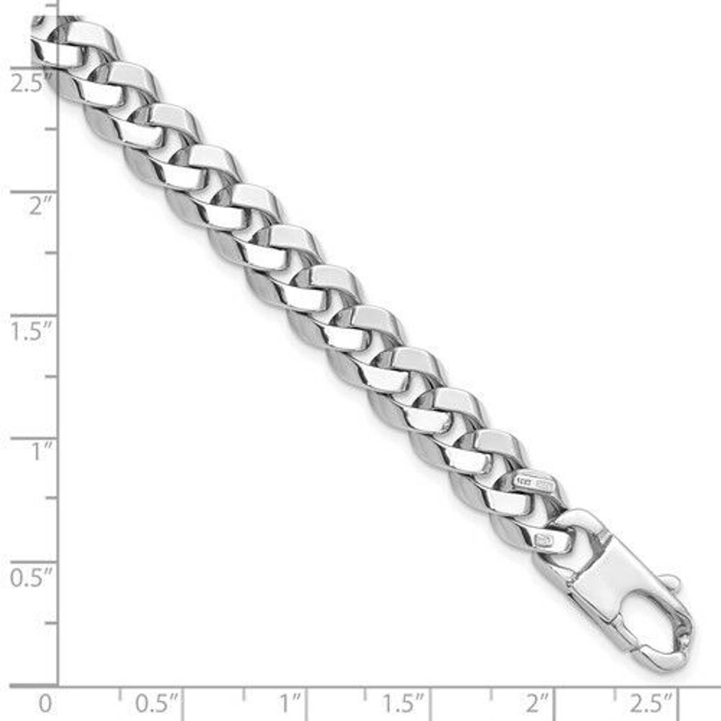 Men's 14K Italian White Gold Beveled Curb Bracelet