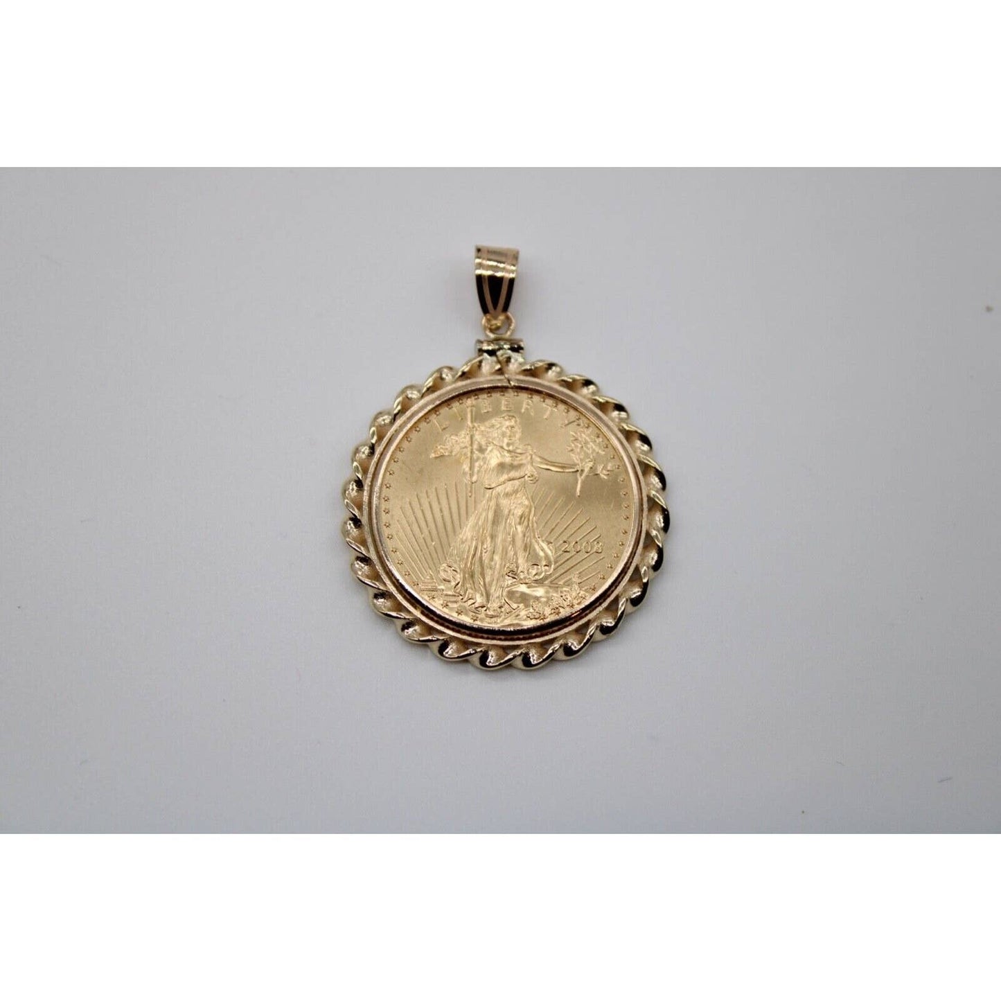 14k Twisted Wire Polished Screw Top Bezel With 1/2 ounce American Eagle Coin