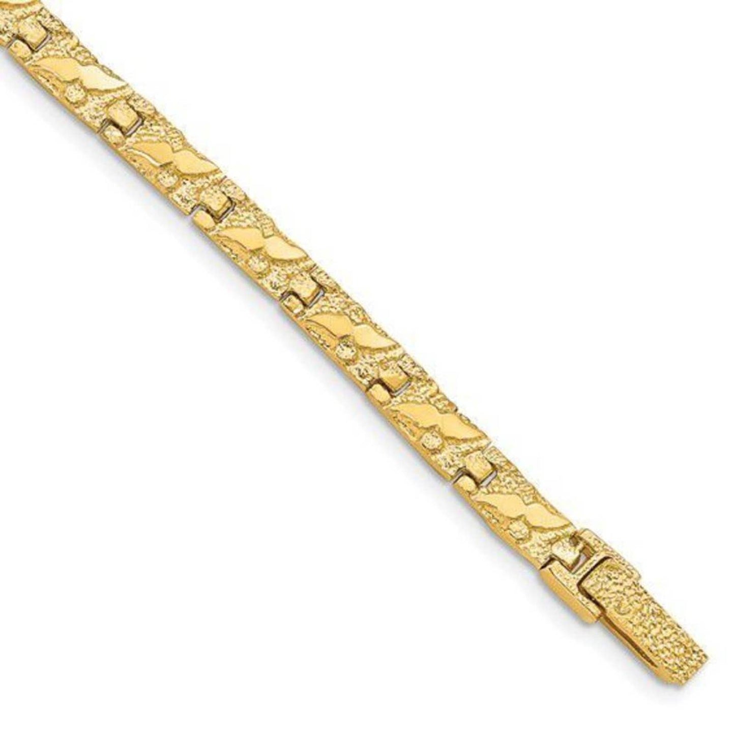 New 14k Gold 5.0mm wide 7 inch Nugget Bracelet