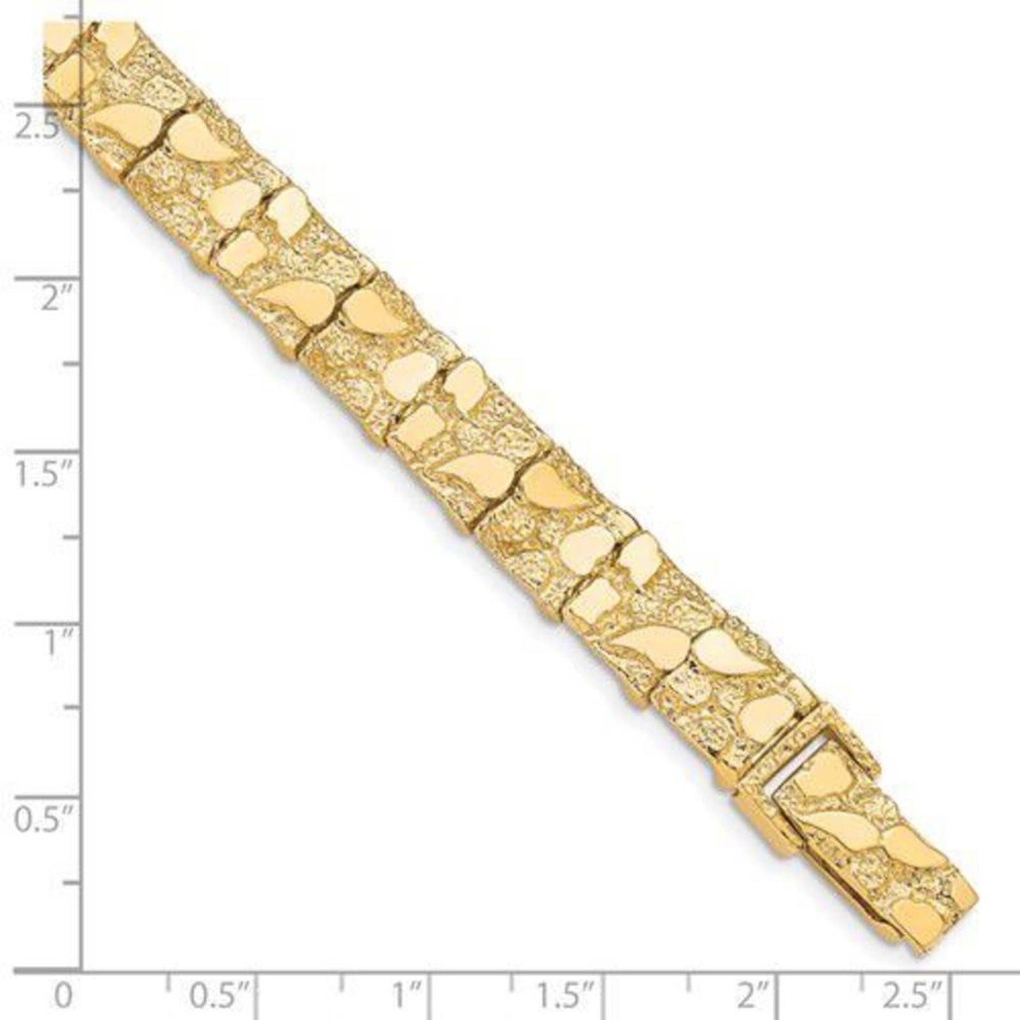 New 10k Gold 10.0mm wide 7 inch NUGGET Bracelet