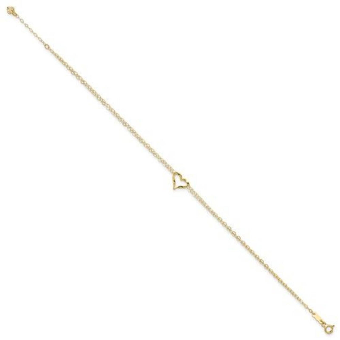 14k Double Strand Heart Anklet, Brand New