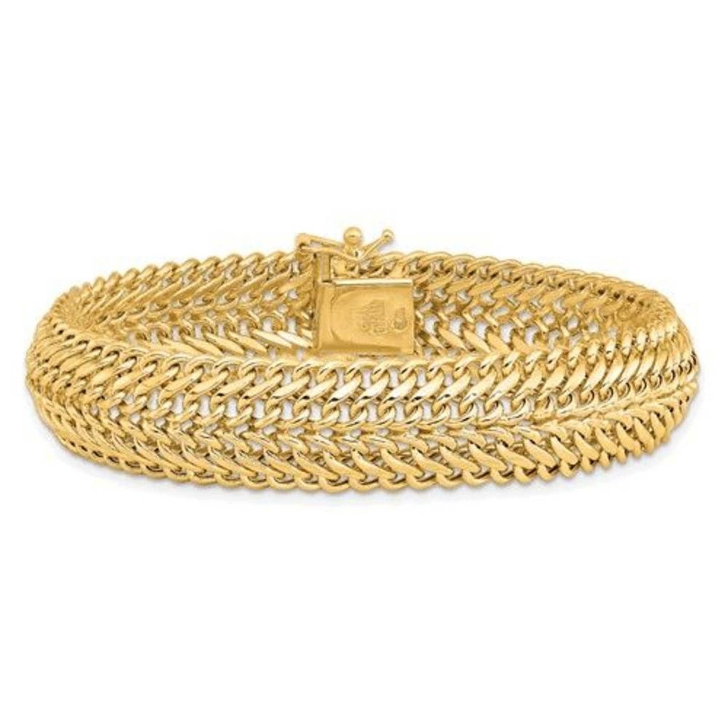 14k Gold Fancy Link Bracelet, 7.5 inches long, New