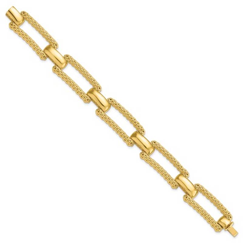 Leslie's 14K Polished and Textured Fancy Ladies Bracelet