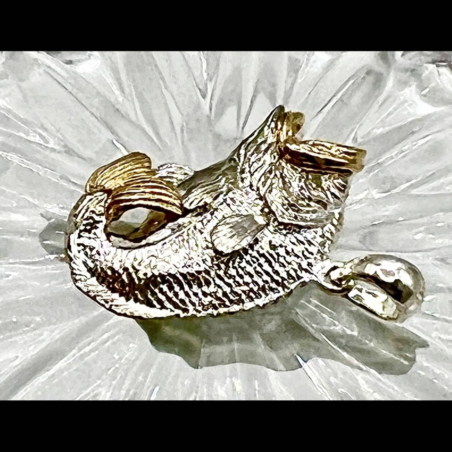Sterling Silver Polished Jumping Bass with 14k Accents Pendant