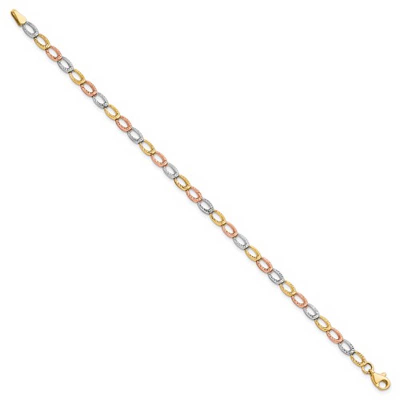 10k Tricolor Gold Open Link Bracelet