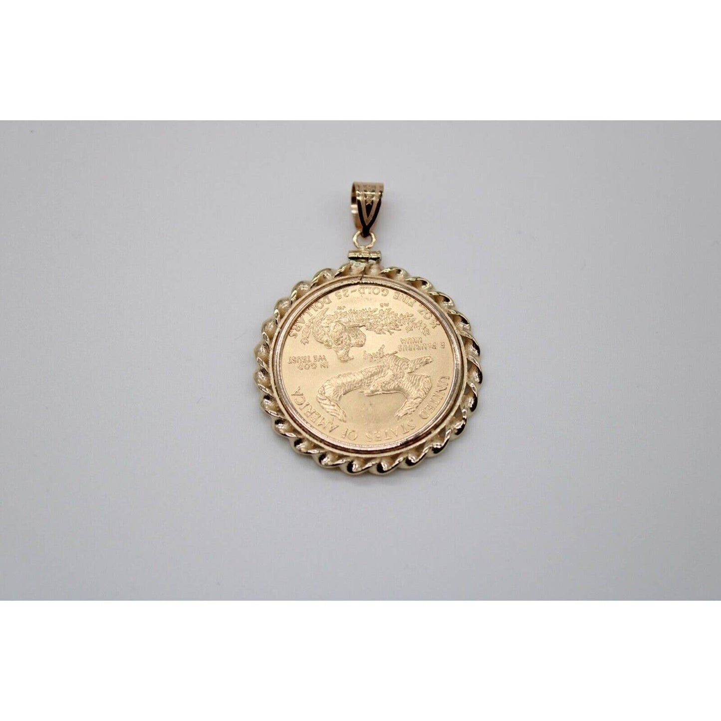 14k Twisted Wire Polished Screw Top Bezel With 1/2 ounce American Eagle Coin