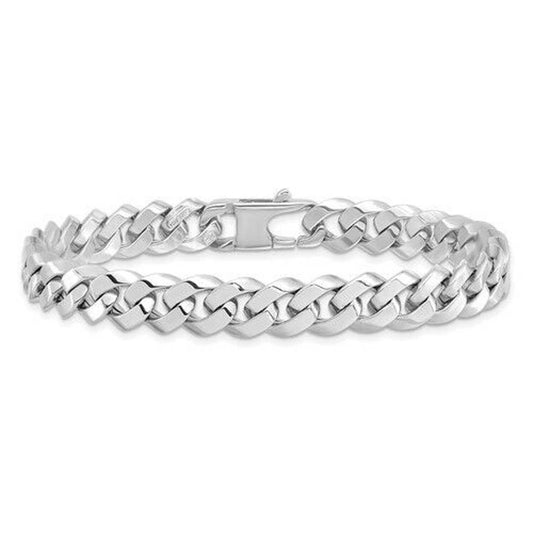 Men's 14K Italian White Gold Beveled Curb Bracelet