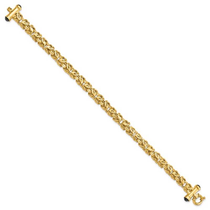 Leslie's 14K Polished Fancy Byzantine Link with Black Onyx Bracelet