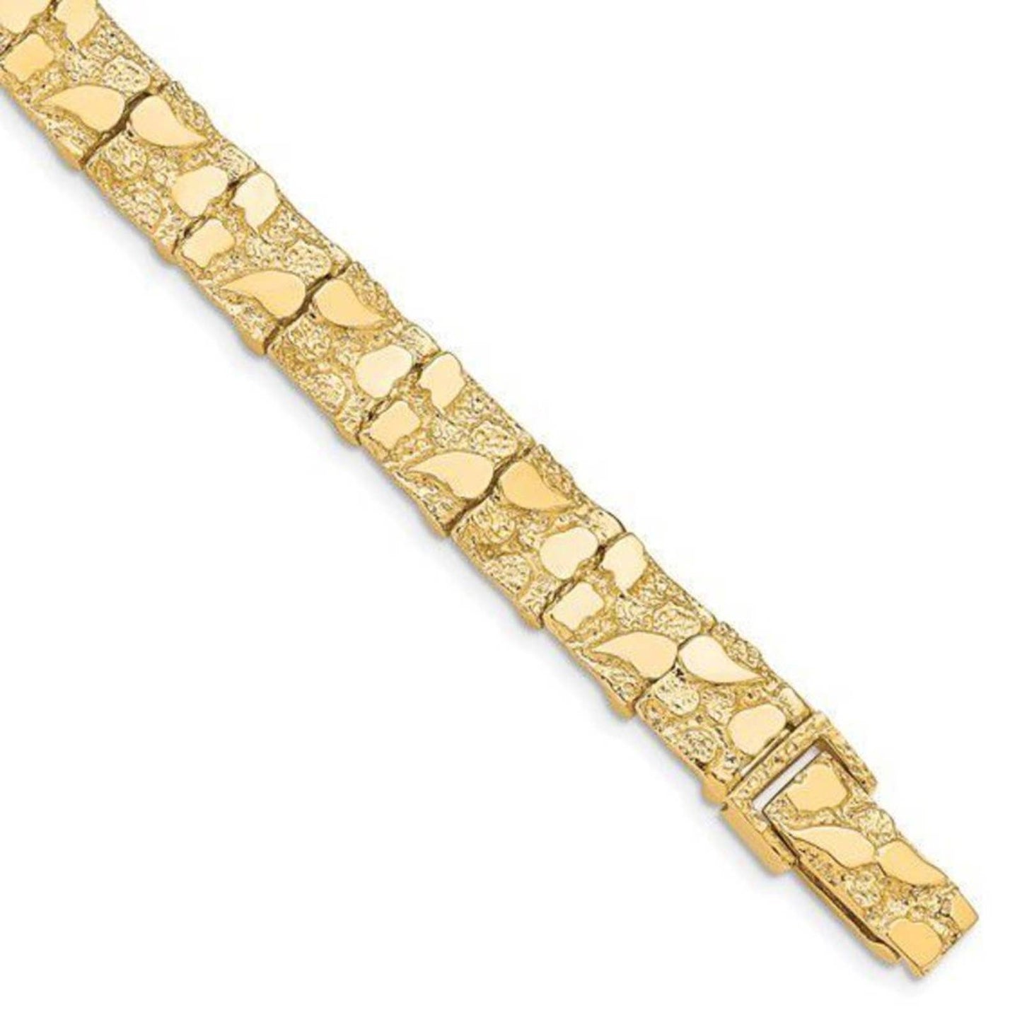 New 10k Gold 10.0mm wide 7 inch NUGGET Bracelet
