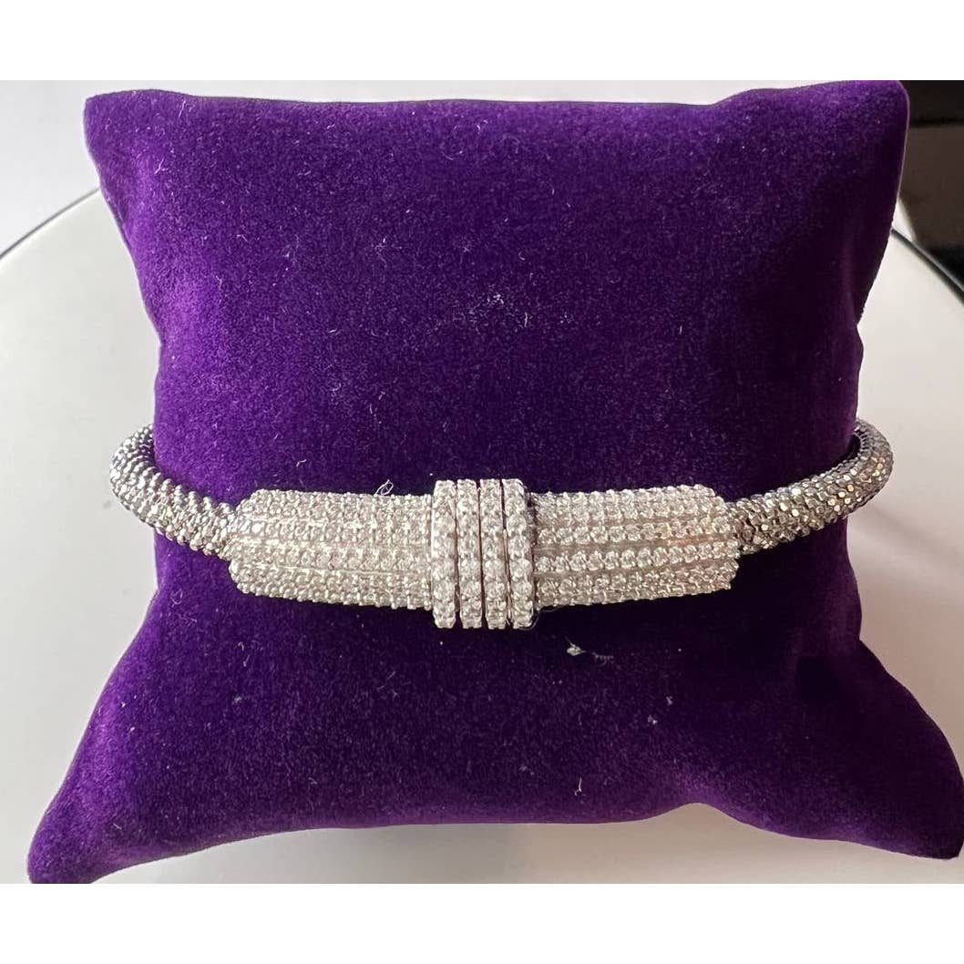 Sterling Silver  CZ Mesh Bracelet