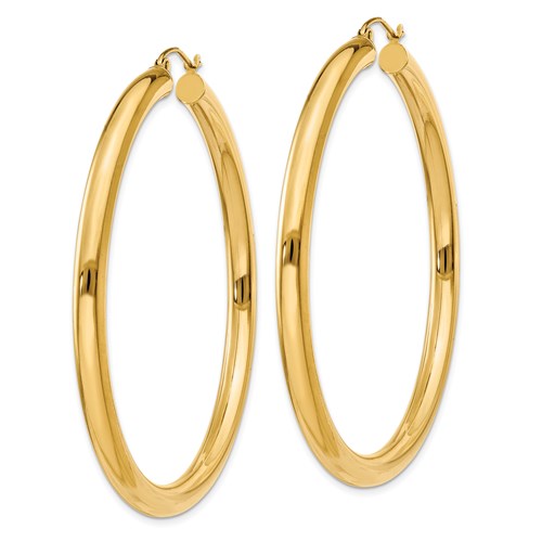 14K Polished 4mm Tube Hoop Earrings
