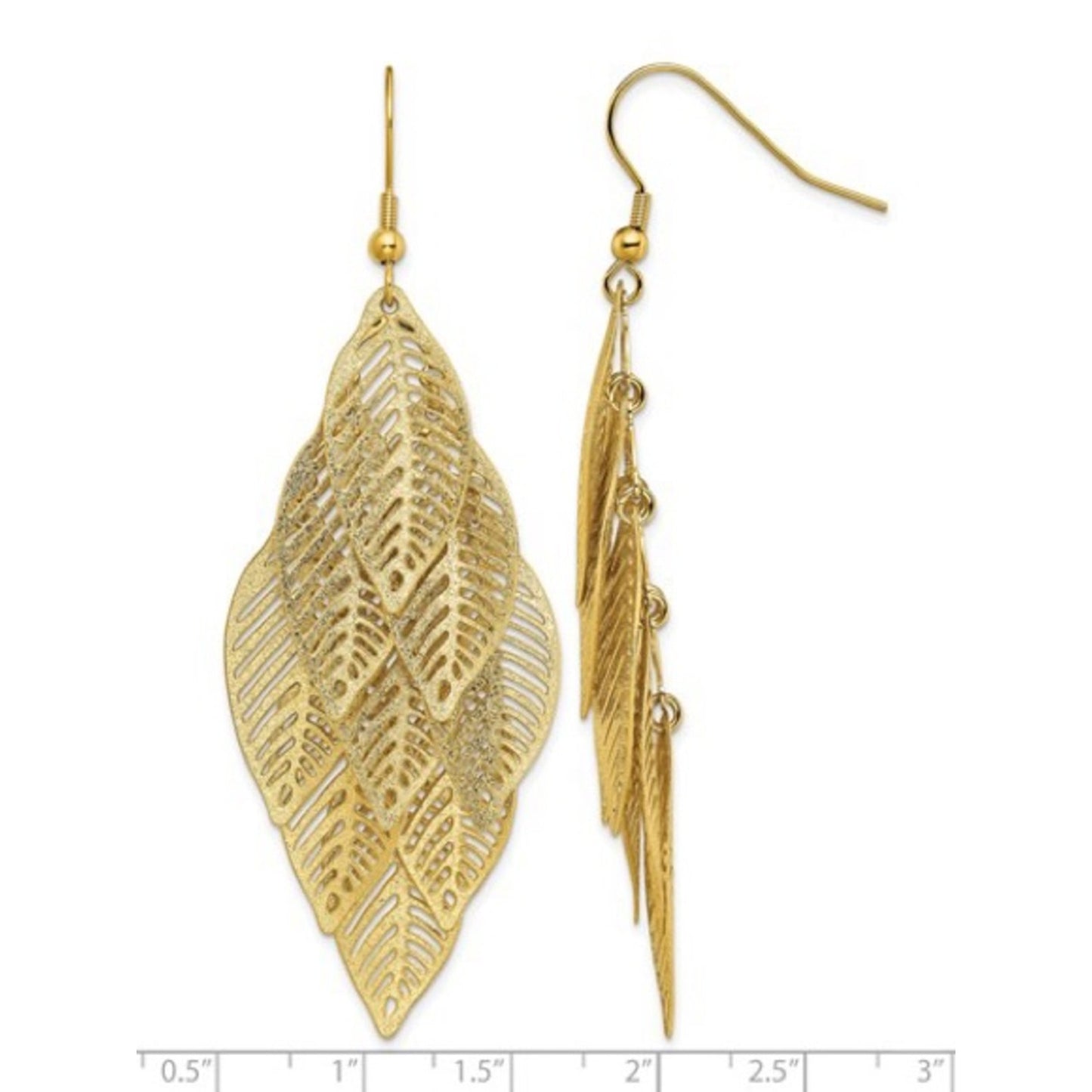 Gold Plated Leaf Dangle Drop Earrings - NWT