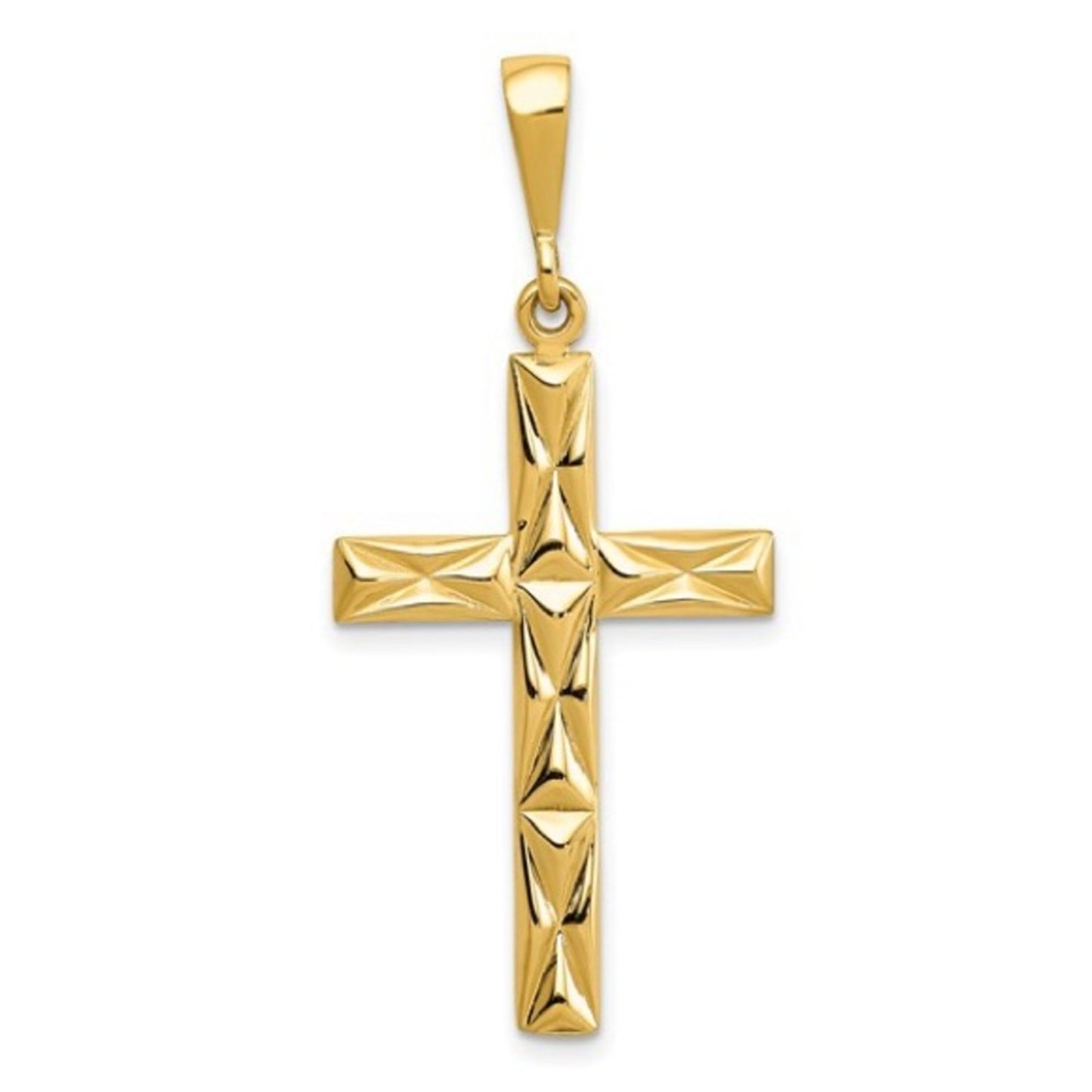 14k Gold Reversible Latin Cross Pendant – Textured & Polished 43mm Cross