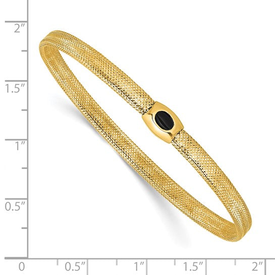 14k Gold and Onyx Stretch Mesh Bracelet by Leslies Jewelry