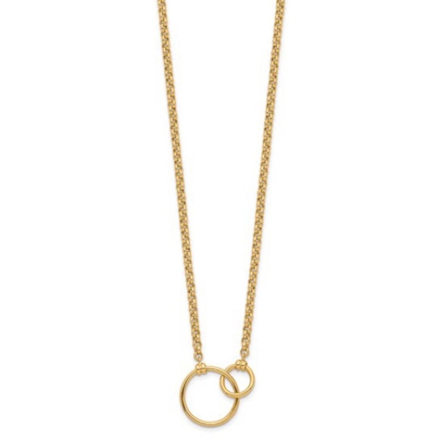 Leslie’s 10K Yellow Gold Polished Fancy 18" Rolo Chain with Circle Elements