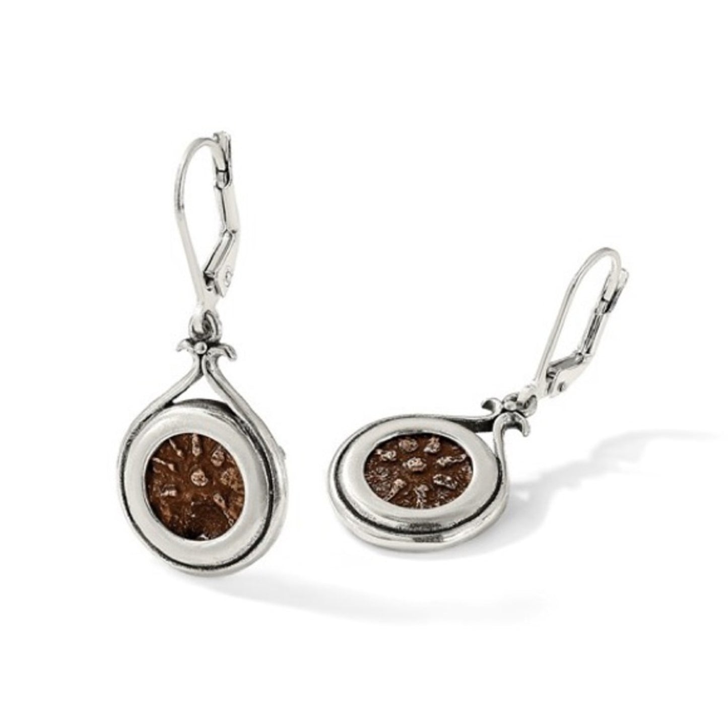Ancient Coins Sterling Silver and Bronze Widow's Mite Coin Dangle Earrings**