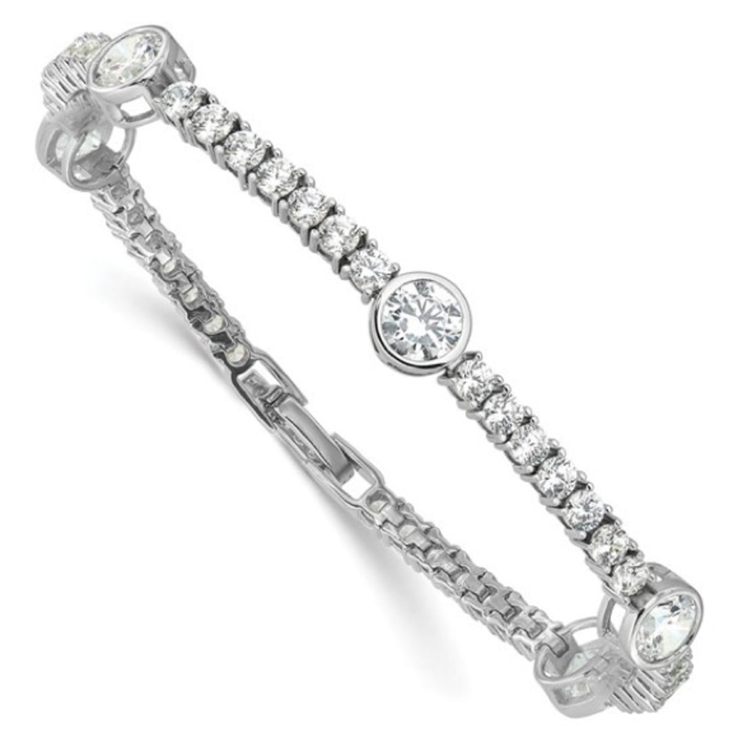 Sterling Silver Rhodium-plated Cubic Zirconia Tennis Bracelet