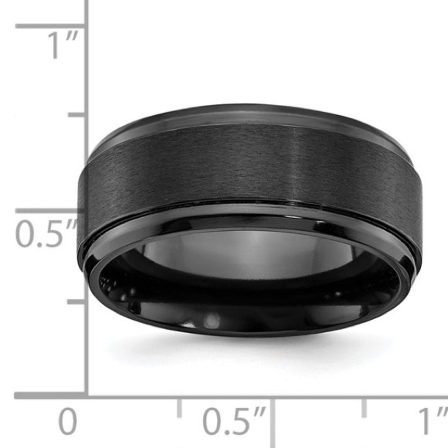 Chisel Black Zirconium 9mm Beveled Wedding Band - Brushed & Polished