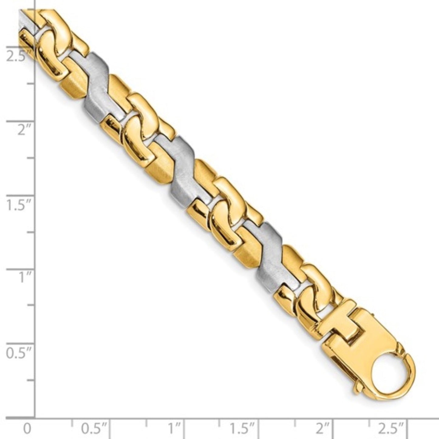 Solid 10K Two-Tone Gold 8.8mm Fancy Link Men’s Bracelet - 9" 32.67g