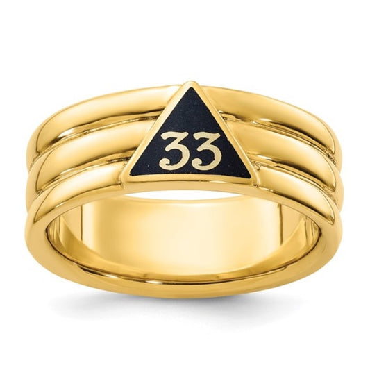 10k IBGoodman Men's Polished with Black Enamel 33rd Degree Masonic Ring