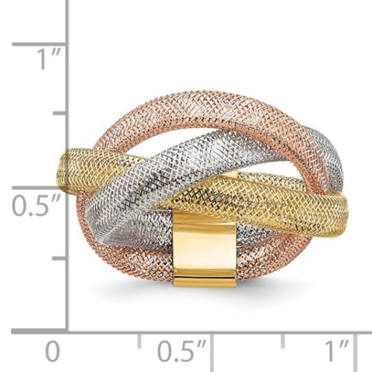 Leslie's 14k Three-Tone Gold Diamond-Cut Flexible Ring – Italian Stretch Band