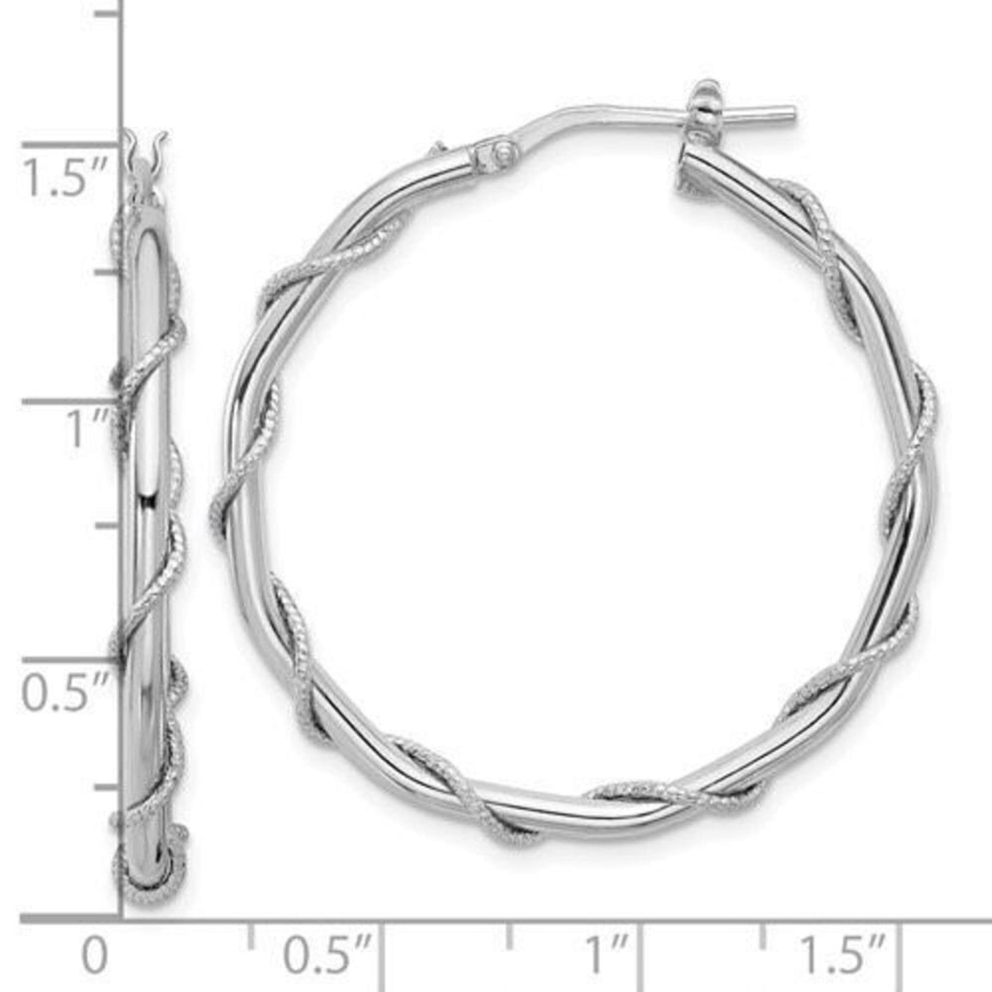 Leslie's Sterling Silver Polished/Textured/Twisted Hoop Earrings
