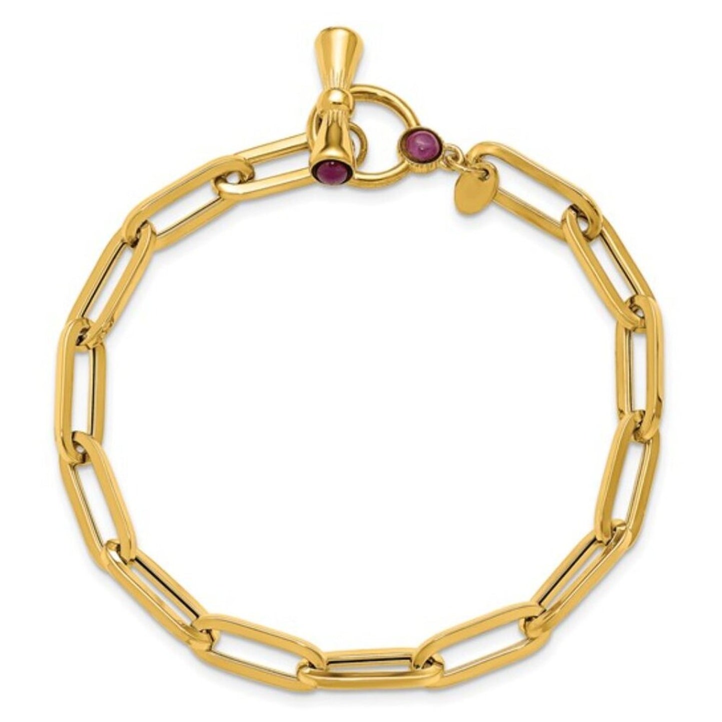 Elevate Your Wrist Game: Herco 14K Gold Ruby Paperclip Bracelet