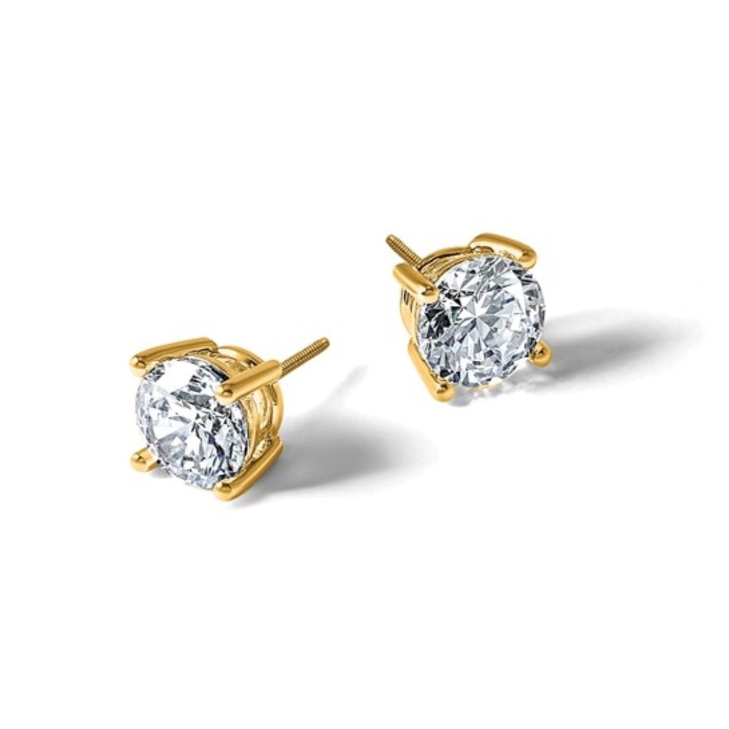 Solid 14K Yellow Gold 1ctw Lab Grown Diamond Studs VS+ F+ Screwback