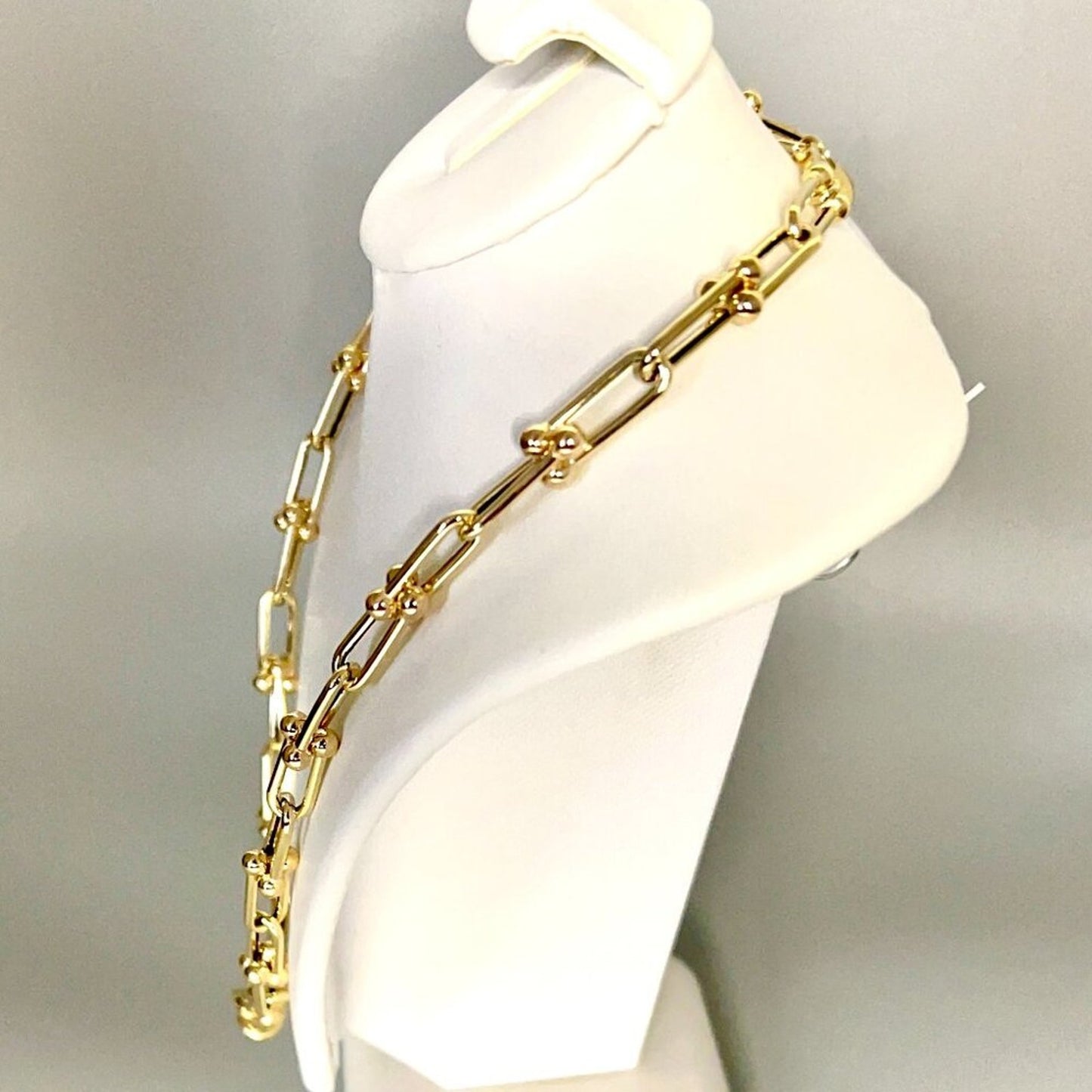 New 14K Gold Polished Fancy Open Link Necklace, By Leslies Jewelry