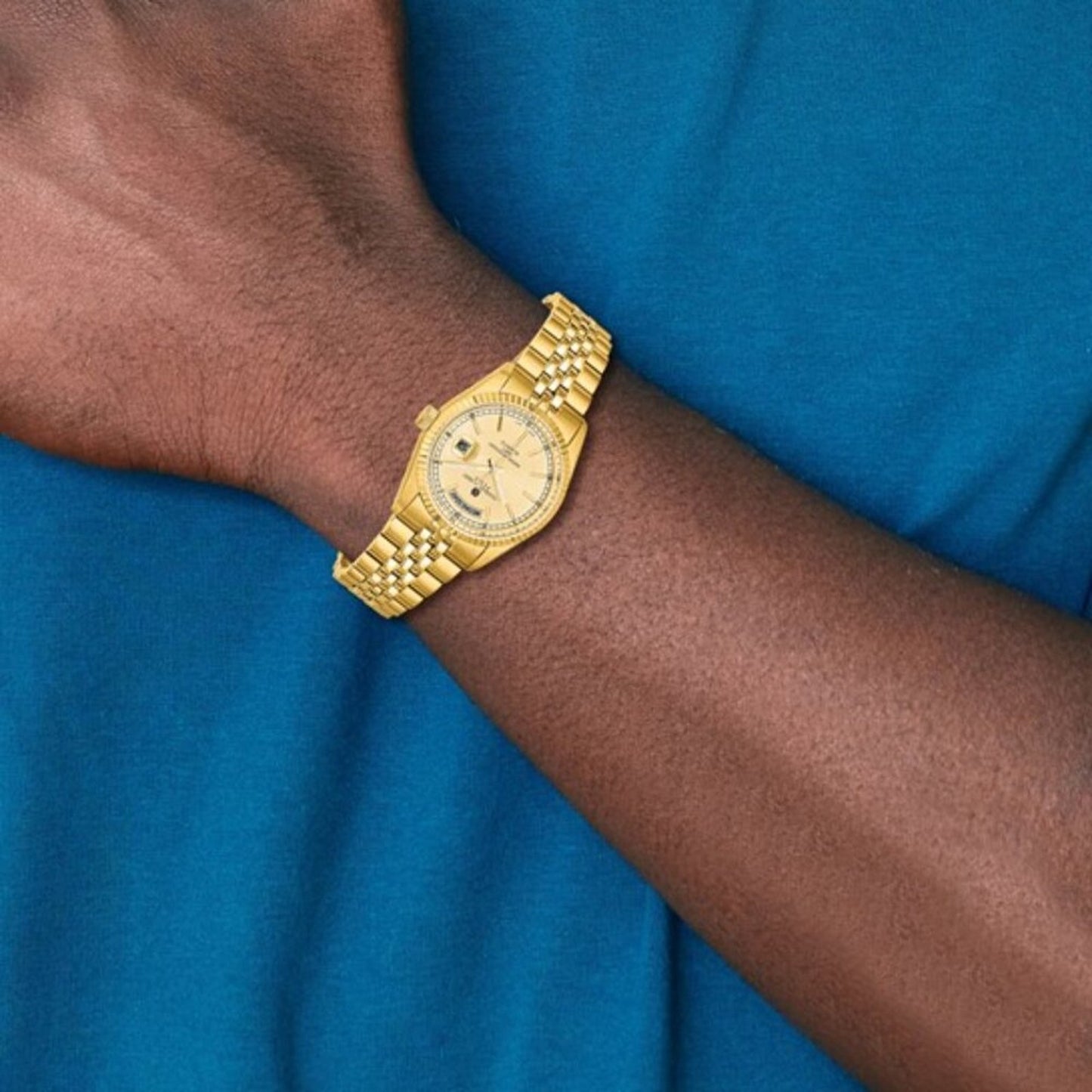 Charles Hubert Men's Gold-Plated Watch - Champagne Dial - Day/Date - 36mm