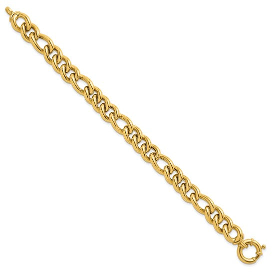 14k Gold 10.75mm Figaro Chain 8 inch Bracelet by HERCO