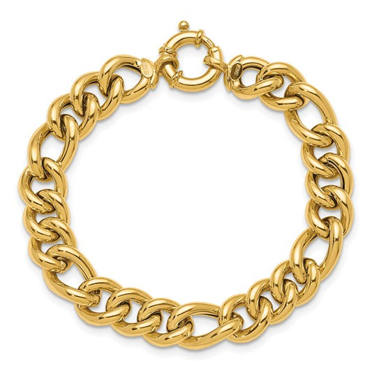 14k Gold 10.75mm Figaro Chain 8 inch Bracelet by HERCO